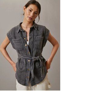 Anthropologie Pilcro Belted Vest new size XS carbon color